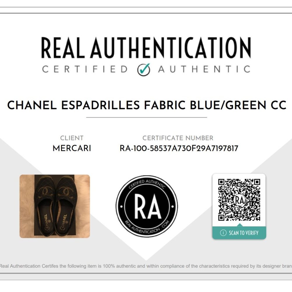 Chanel espadrilles fabric blue/green CC - Picture 2 of 12